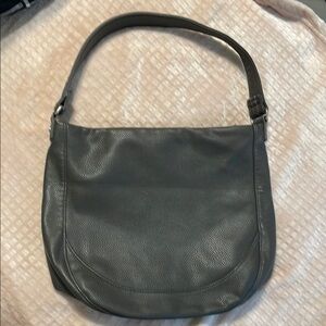 Gray Leather Shoulder Bag